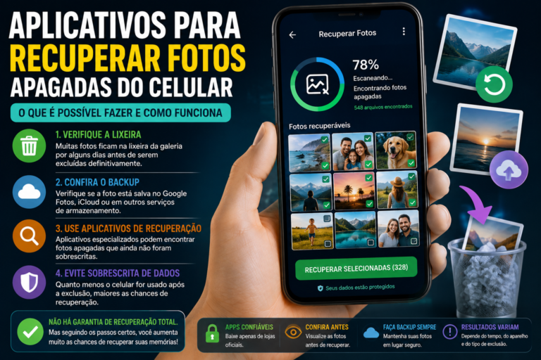 Aplicativos para Recuperar Fotos Apagadas do Celular: O Que É Possível Fazer